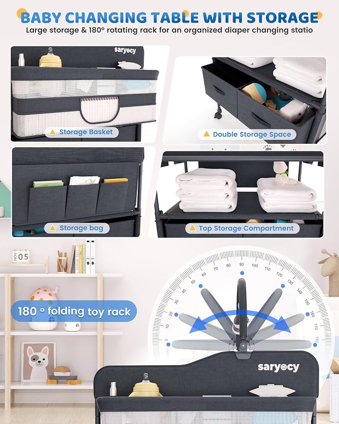 Baby Changing Table with Storage, Versatile Folding Changing Table, Baby - Image 3