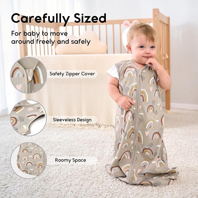 Yoofoss Baby Sleep Sack 0-6 Months 0.5 Tog Wearable Blanket - Image 3