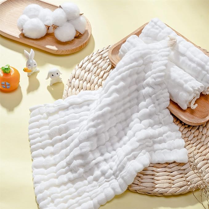 Baby Muslin Washcloths- Natural Cotton Wipes - Image 4