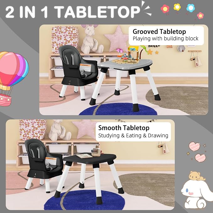 Baby High Chair, 8 in 1 Convertible Highchairs - Image 5