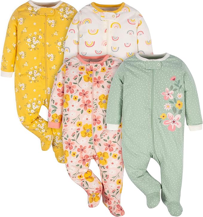 Gerber Baby Girls 4 Pack Sleep 'N Play Footie by Gerber