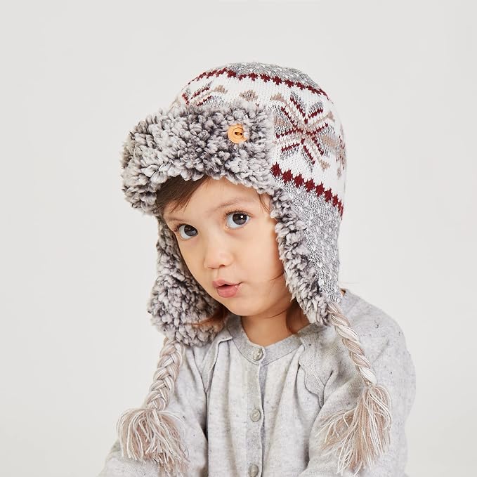 LANGZHEN Toddler Kids Infant Winter Hat, Earflap Knit Warm Cap Fleece Lined - Image 3