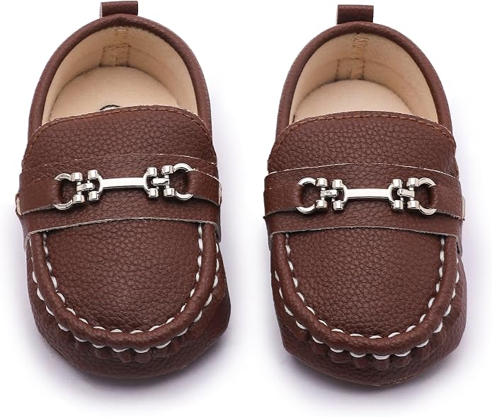 LONSOEN Baby Girls Boys Loafers Prewalker Dress Crib Shoes - Image 4