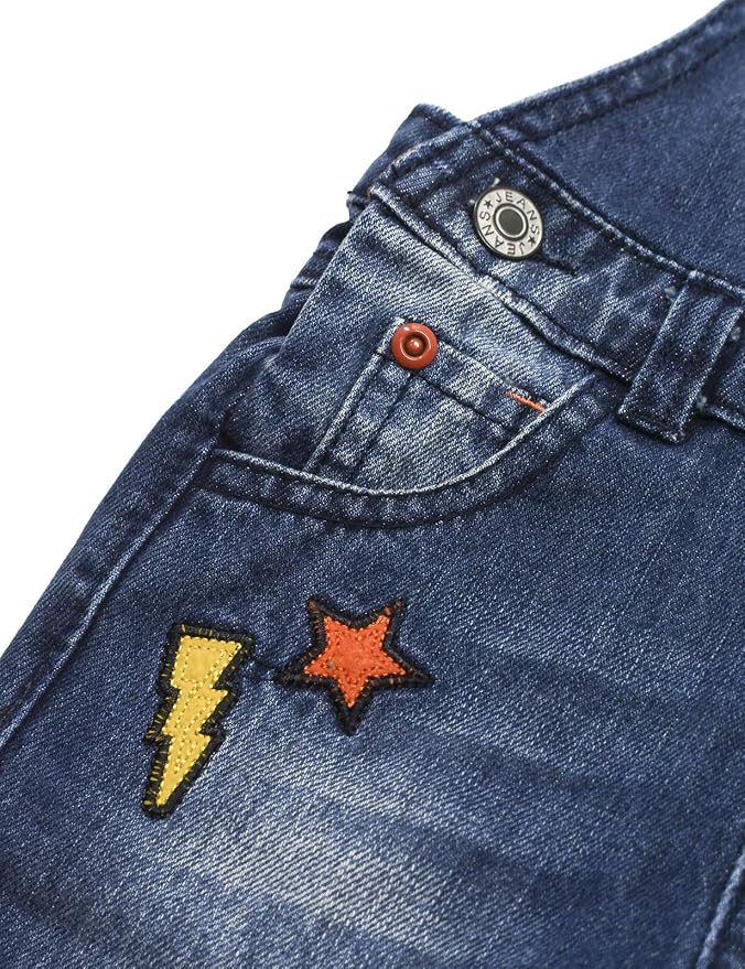 KIDSCOOL SPACE Baby Little Kids Cute Denim Embroidered Fashion Jean Overalls - Image 5