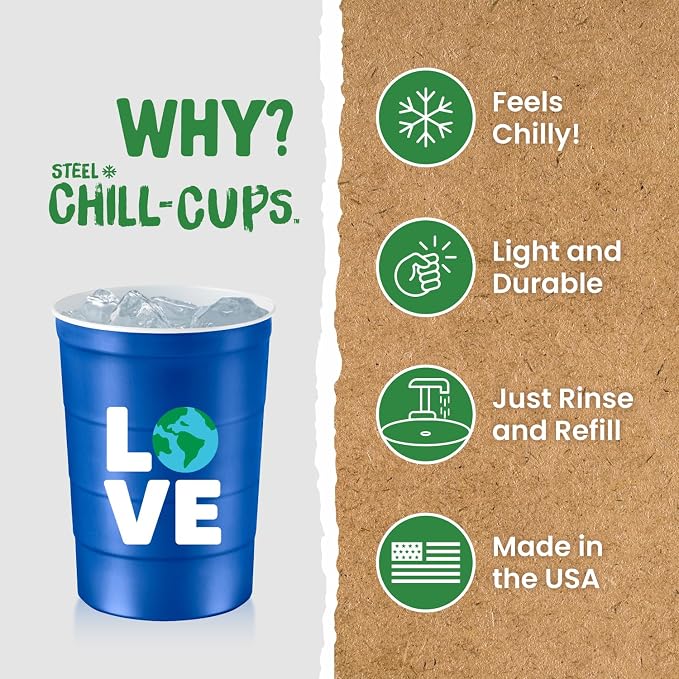 16 oz. Party Cup Earth Day 'Love' Planet Recycle Design - Image 3