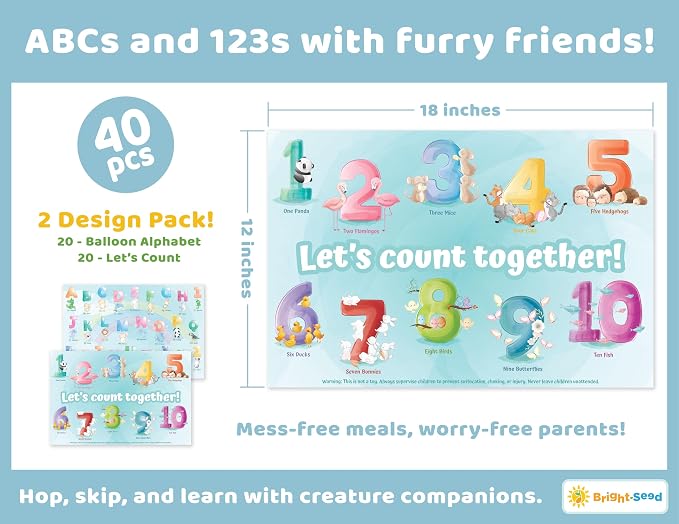 Disposable Placemats for Baby, Toddlers and Kids, 40 Disposable Baby Placemats - Image 4