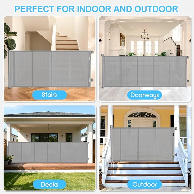 120 Inch Retractable Baby Gates Extra Wide, 41 Inch Reinforced Extra Tall Gate - Image 8