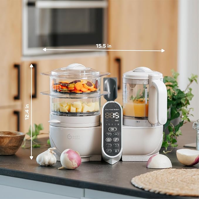 Babymoov Duo Meal Station 6 in 1: Multi-Speed Baby Food Maker Steamer and Puree - Image 8