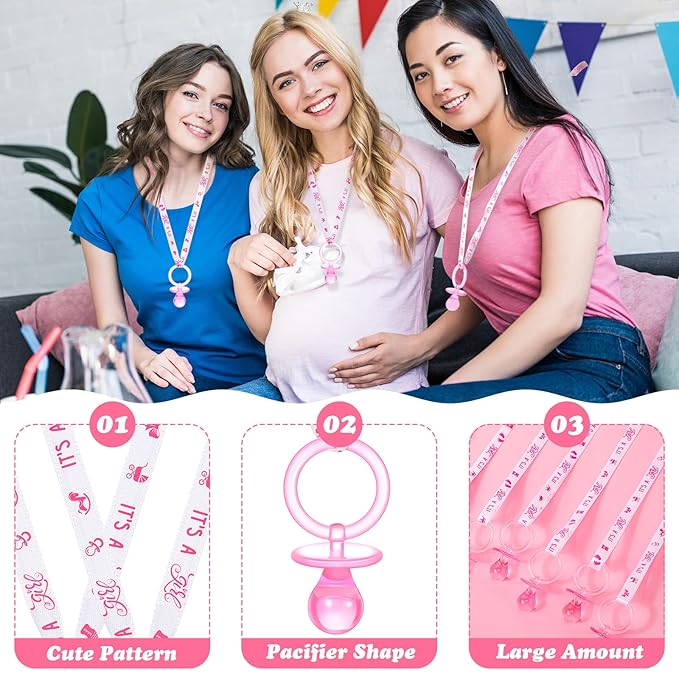 Chengu 100 Pcs Baby Shower Pacifiers Necklace, Acrylic Pacifiers Necklace Charm - Image 2