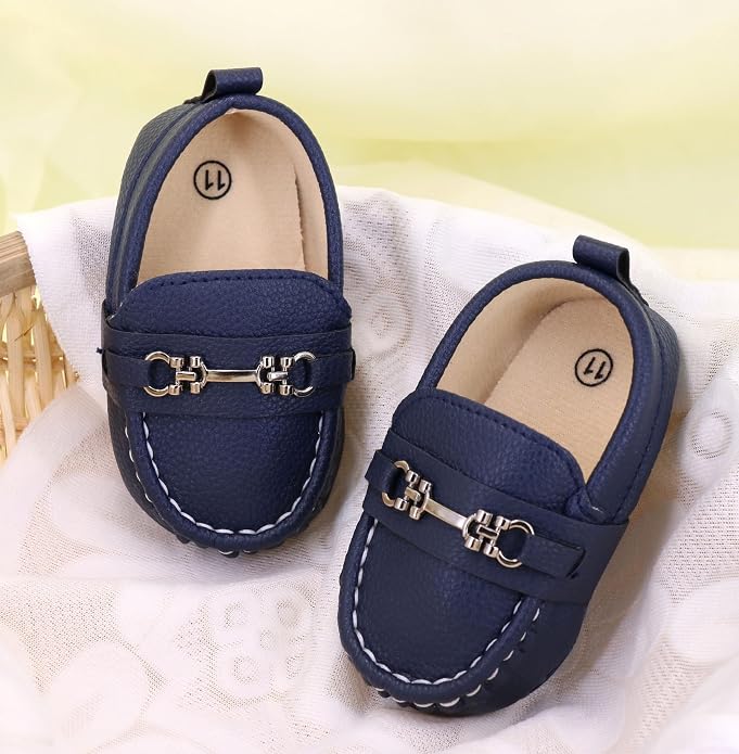 LONSOEN Baby Girls Boys Loafers Prewalker Dress Crib Shoes - Image 2