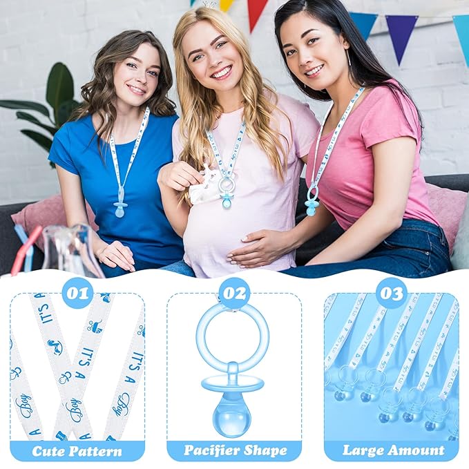 Chengu 100 Pcs Baby Shower Pacifiers Necklace, Acrylic Pacifiers Necklace Charm - Image 2