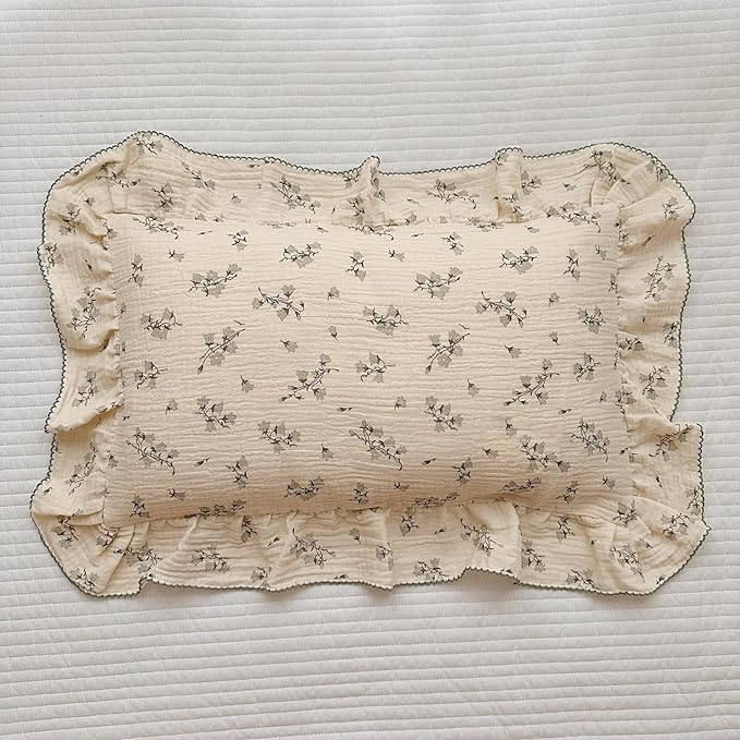 BuLuTu Cute Floral Toddler Pillowcase Cotton Muslin Kids Pillow Case by BuLuTu