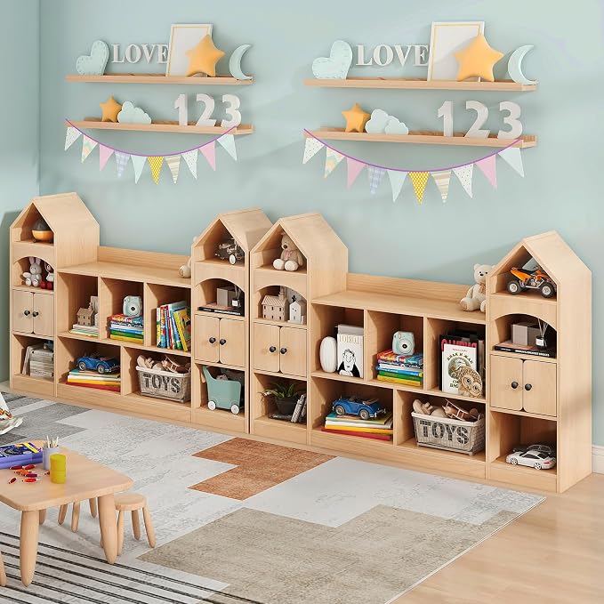 Vabches Kids Bookcase and Toy Storage Organizer, Children Bookshelf, Castle - Image 4