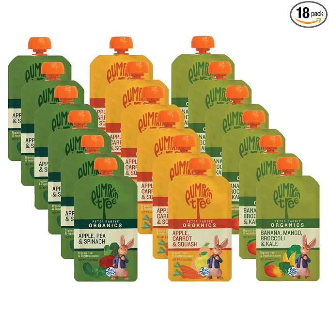Peter Rabbit Organics Fruit Vegetable, Squeezable Pouches, 4 Ounce by PumpkinTree