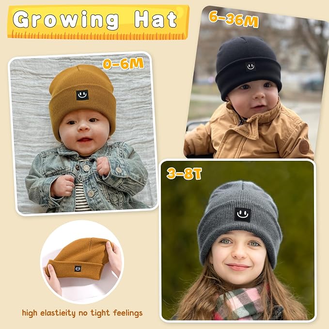3 Packs Baby Beanie Cute Toddler Beanies Kids Winter Hat Boys Girls Warm Knit - Image 7