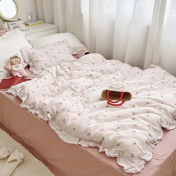 AOJIM Pink Cotton Muslin Kids Toddler Pillowcase Super Soft Baby Crib Bedding - Image 7