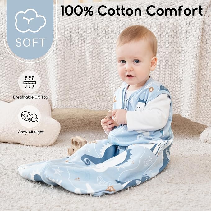 Yoofoss Baby Sleep Sack 12-18 Months 0.5 Tog Wearable Blanket - Image 2