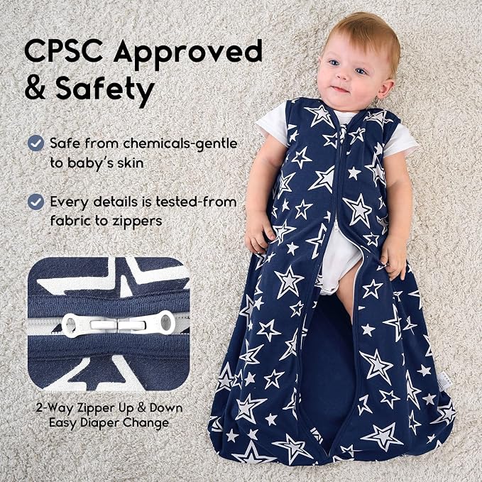Yoofoss Baby Sleep Sack 6-12 Months 0.5 Tog Wearable Blanket - Image 4