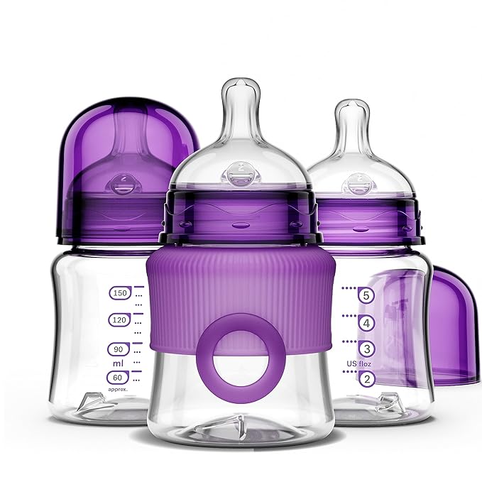 Smilo Baby Bottle Set with Stage 0 Slow Flow Anti Colic Nipple, 5 Oz / 150 ml by Smilo