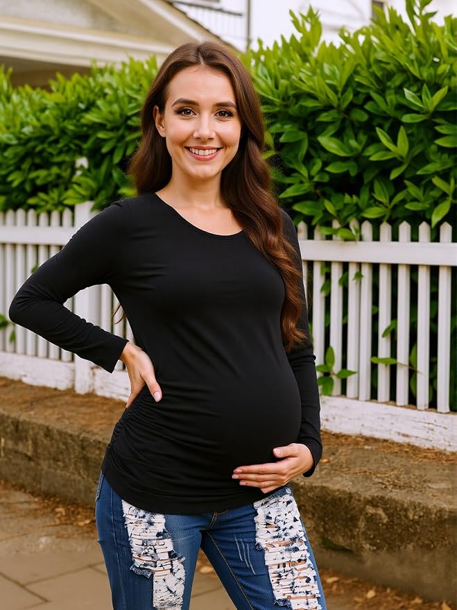 Maternity Shirts Long Sleeve Pregnancy Top - Image 3