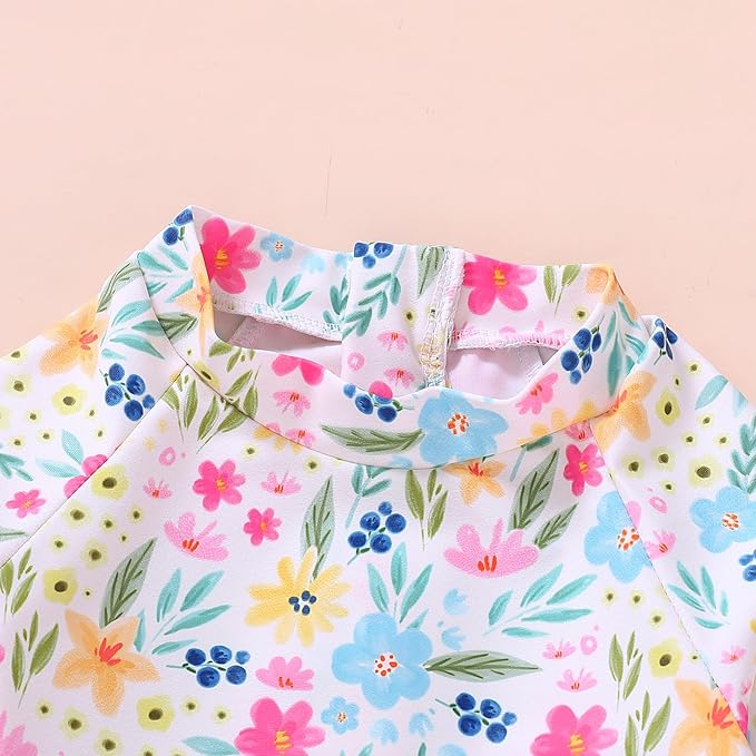 Infant Baby Girl Swimsuit One-Piece Long Sleeve Rash Guard - Image 5