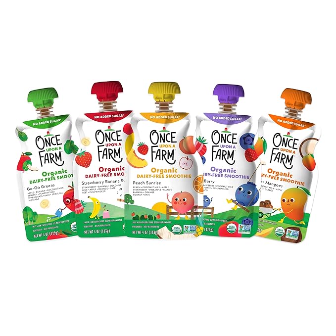 Once Upon a Farm Pouches, Dairy-Free Smoothie Variety Pack, Strawberry - Image 2