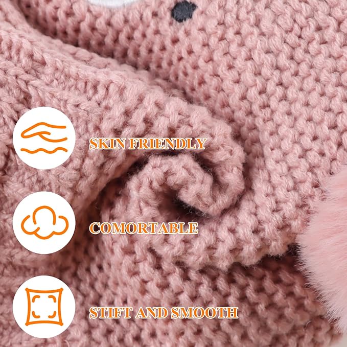 JANGANNSA Cute Bear Baby Beanie Pompom Baby Boys Hat Infant Toddler Winter - Image 6