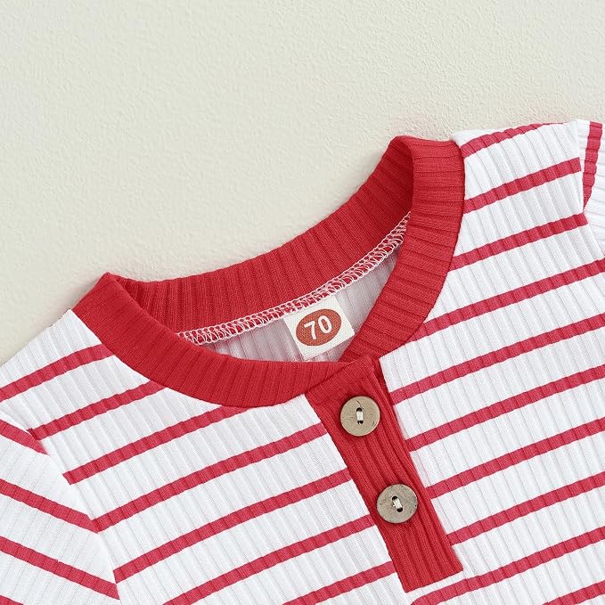 Newborn Baby Boy Girl Clothes Ribbed Knitted Long Sleeve Romper Pants Solid - Image 3