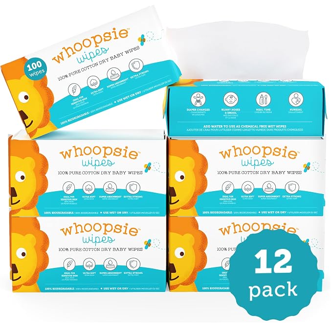 Whoopsie Wipes – The Original 100% Pure Cotton Dry Baby Wipes – Ultra Soft - Image 7
