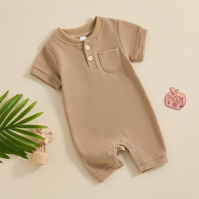 Kuriozud Newborn Infant Unisex Baby Boy Girl Clothes Button Romper Jumpsuit - Image 2