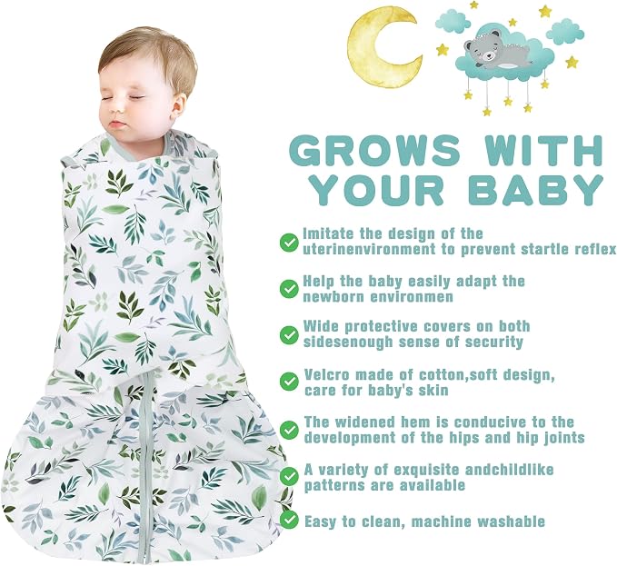 Newborn Sleep Sack Baby Swaddle, Swaddle me 0-3 Month, 3-Way Adjustable - Image 2