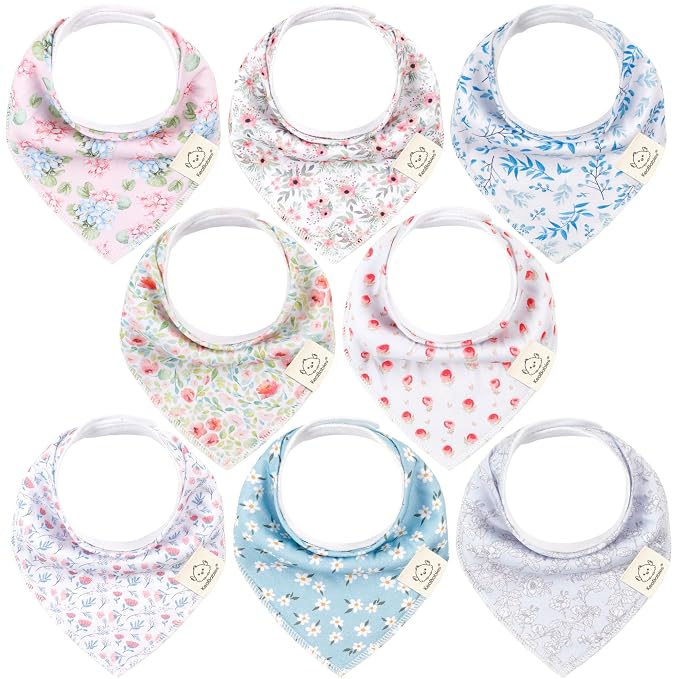 8-Pack Organic Baby Bandana Bibs by KeaBabies