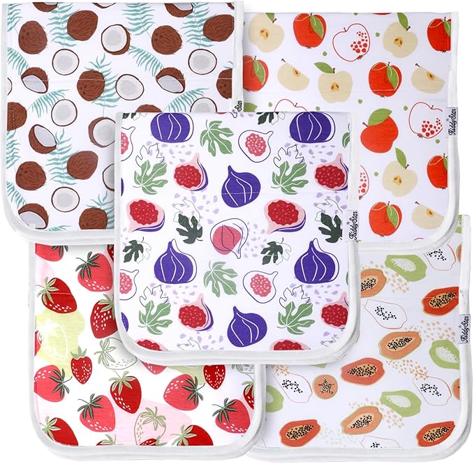 5-Pack Organic Cotton Burp Cloths – Large, Ultra-Soft 3-Layer Towels by KiddyStar%C2%AE