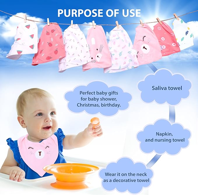 DOKMA Set 8 Organic Cotton Baby Drool Bibs - Image 6