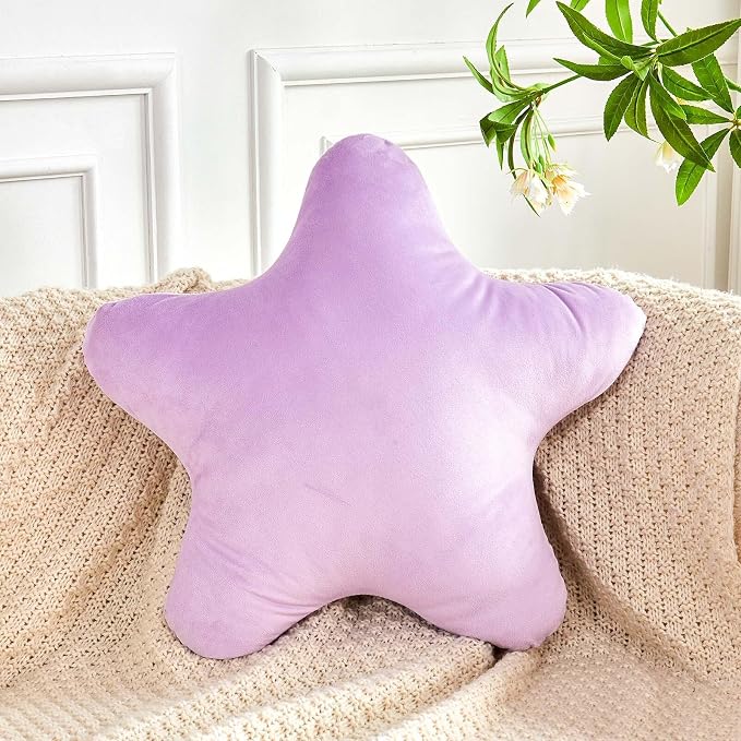 Lavender Star Throw Pillow, Cute Star Pillow Room Decor, Soft 19.6" Star Shaped by XVTRU