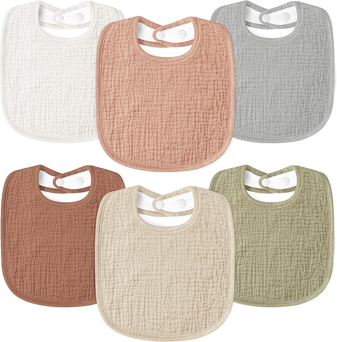 Susurration Muslin Baby Drool Bibs 6Pack Soft Square Adjustable Baby Bandana by Susurration