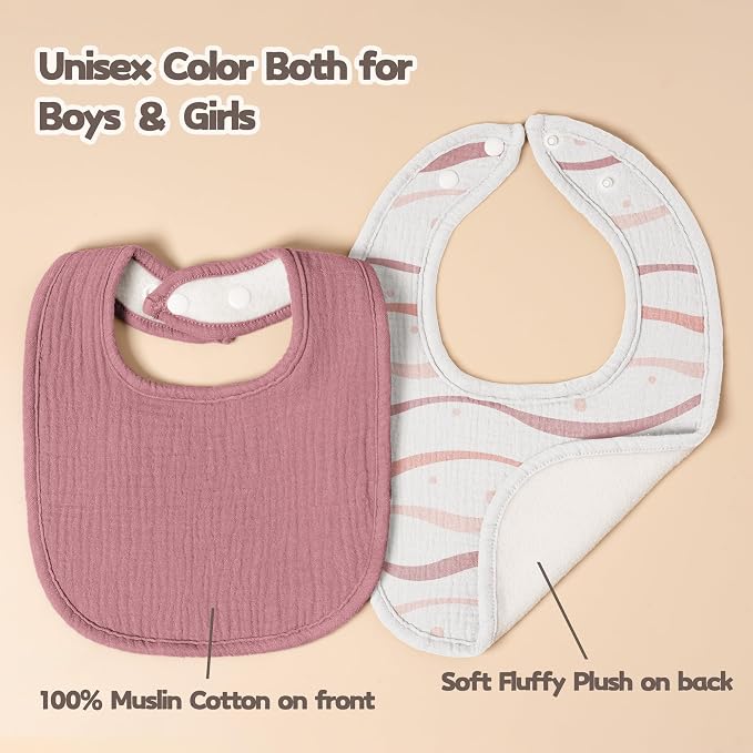 Susurration Muslin Baby Bibs 8 Pack Bandana Drool Bibs, Soft Square Adjustable - Image 4