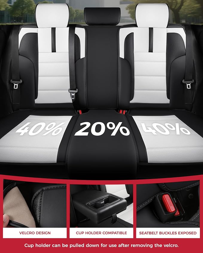 FREESOO Black White Car Seat Covers Full Set - Image 5