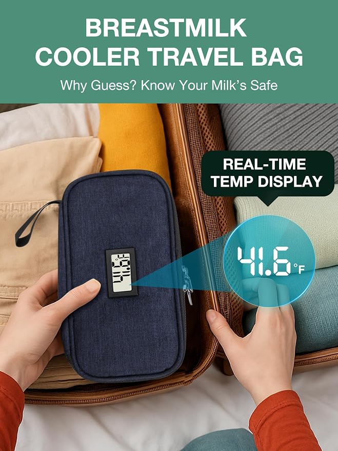 Breast Milk Cooler Travel Bag, Real-Time Temperature Display, Holds 20oz - Image 2