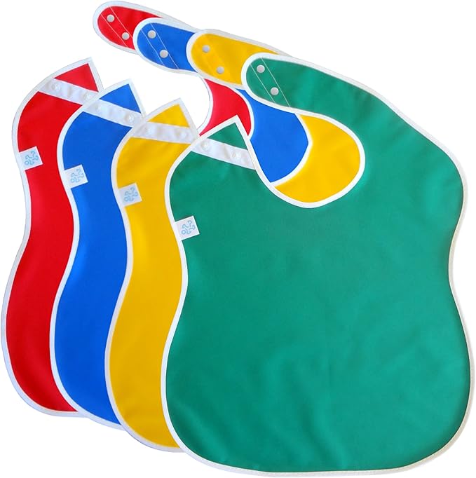 Large Waterproof Bibs Primary Collection by ToppyToddlerUSA
