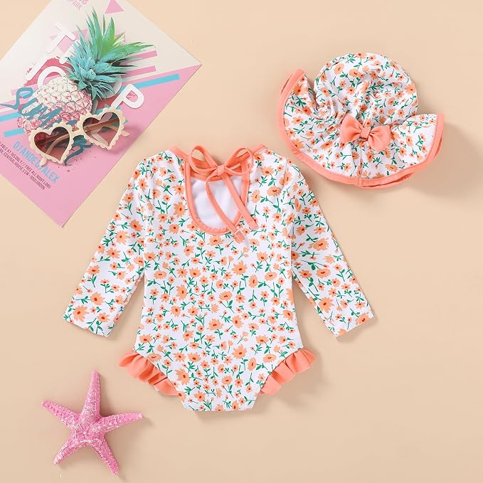 YOUNGER TREE Infant Baby Girls Swimsuit Long Sleeve Swimsuits One Piece - Image 3