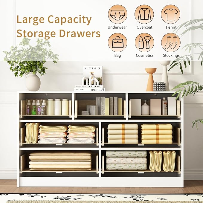 7 Drawers Dresser for Bedroom, Modern Chest of Drawers, Wood TV Stand Storage - Image 5