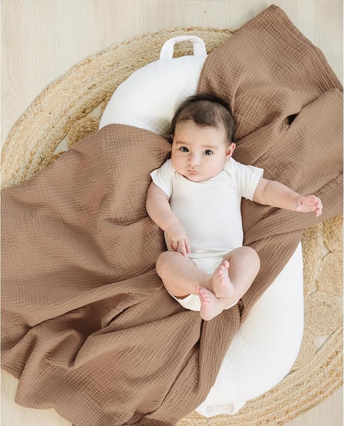 Konssy Muslin Swaddle Blankets for Boys Girls, 2 Pack Receiving Baby Blanket - Image 2