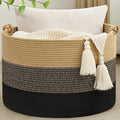 67L Large Blanket Basket, Cotton Rope Blanket Basket Living Room, Baby Laundry by Degeyoyo