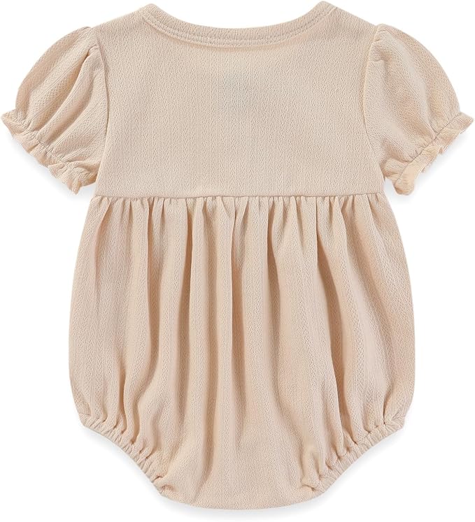 Newborn Baby Girl Clothes Cotton Bubble Romper Floral Short Sleeve Bodysuit 3 - Image 3
