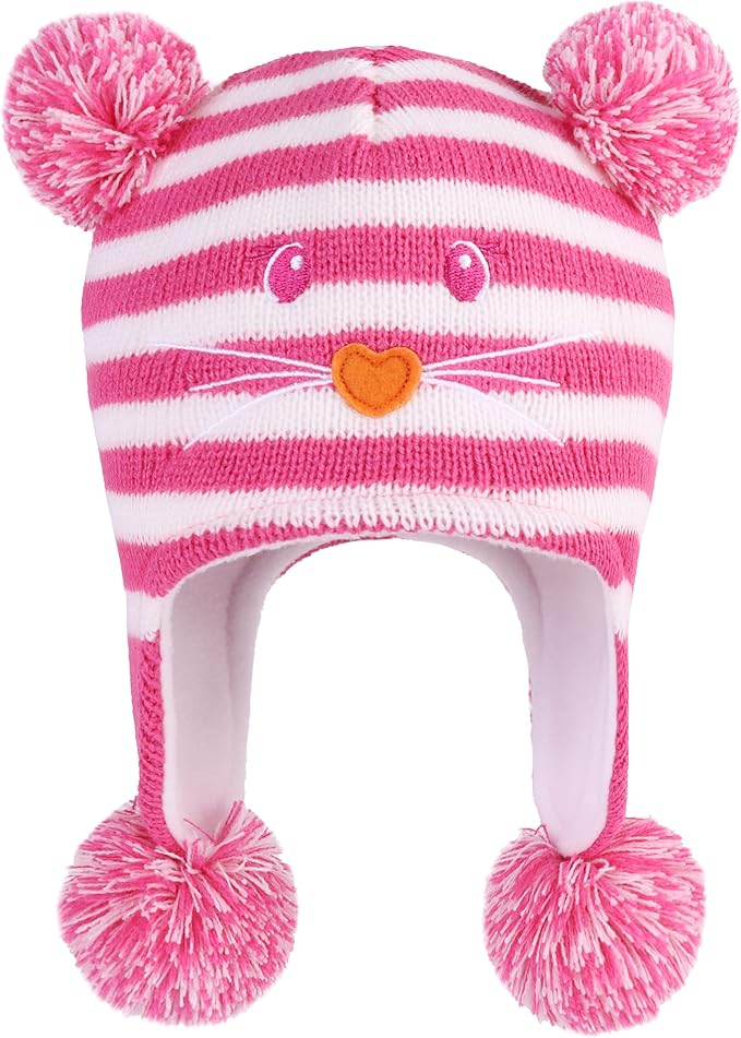 LANGZHEN Toddler Kids Infant Winter Hat, Earflap Knit Warm Cap Fleece Lined by LANGZHEN