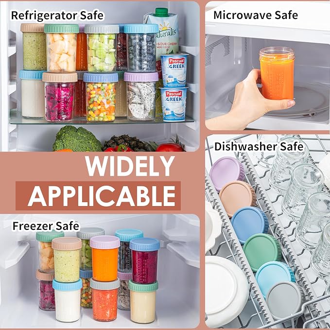 DRKIO 6 Pack Glass Baby Food Storage Containers - 8 Oz Baby Food Jars - Image 6