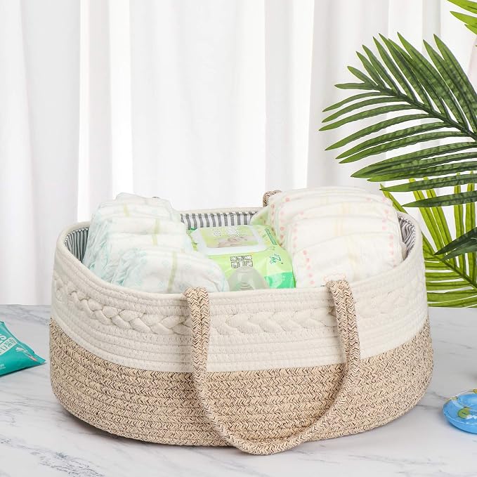 Baby Diaper Caddy Organizer -100% Cotton Baby Basket Bin - Image 6