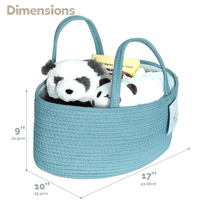 Baby Diaper Caddy Organizer, Extra Large Cotton Rope Nursery Diaper Basket - Image 2