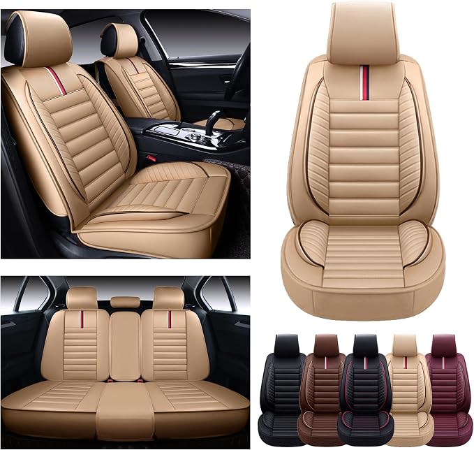 OASIS AUTO Car Seat Covers Premium Waterproof Faux Leather Cushion Universal - Image 7